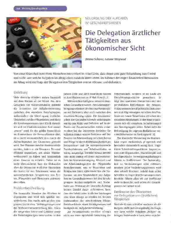 Vorschauseite 1: Die Delegation ärztlicher Tätigkeiten aus ökonomischer Sicht