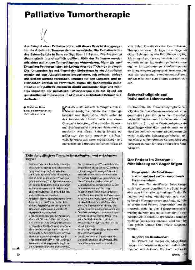 Vorschauseite 1: Palliative Tumortherapie