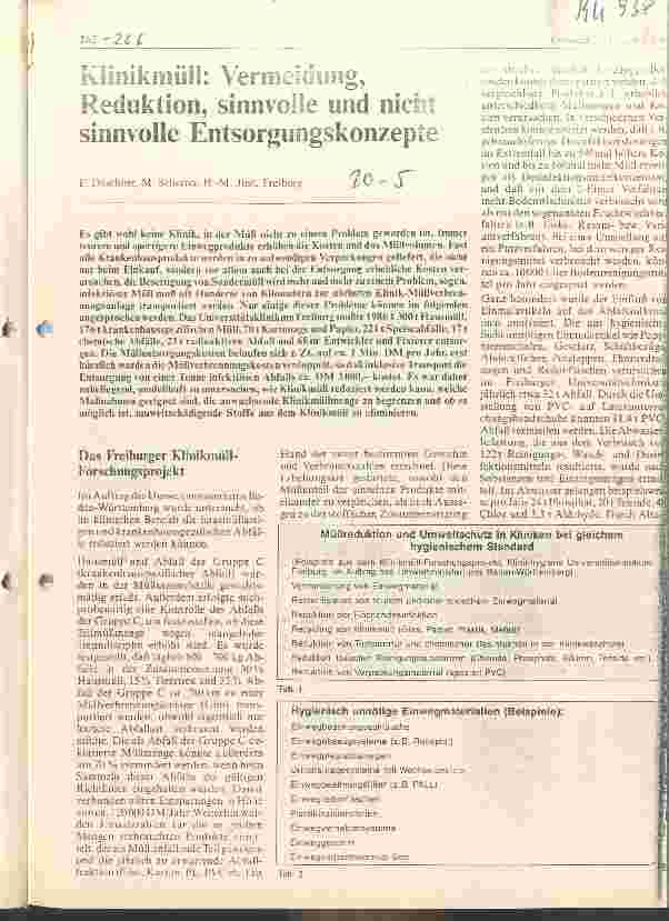 Vorschauseite 1: Klinikmüll: Vermeidung, Reduktion, sinnvolle und nicht sinnvolle Entsorgungskonzepte