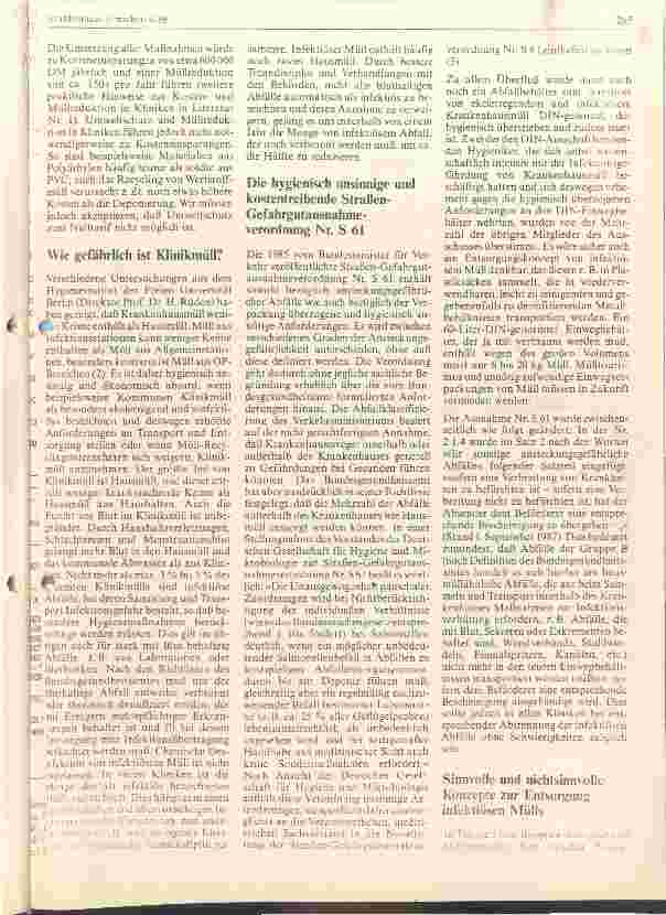 Vorschauseite 3: Klinikmüll: Vermeidung, Reduktion, sinnvolle und nicht sinnvolle Entsorgungskonzepte