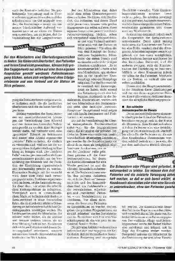 Vorschauseite 2: Mängel - Hürden - Barrieren Ausschnitte aus einer Fallstudie über die Versorgung