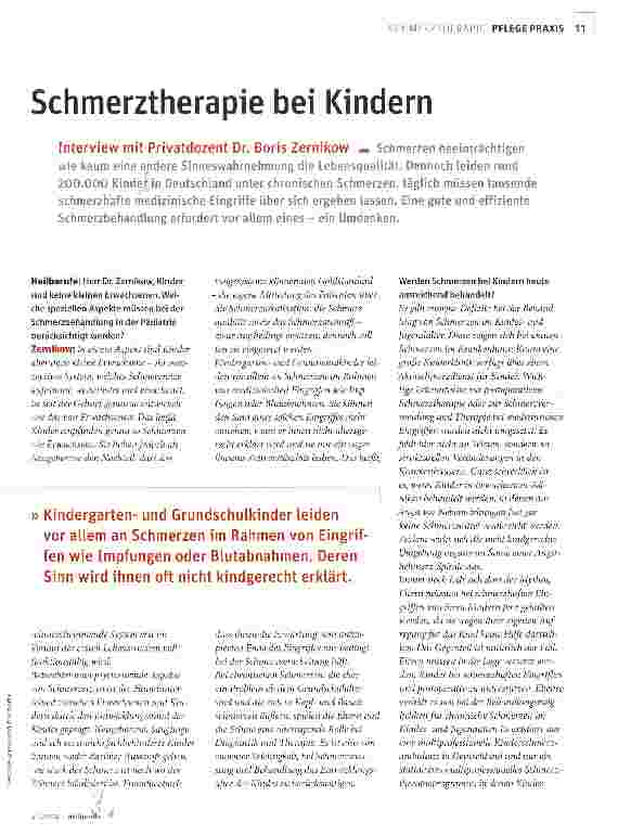 Vorschauseite 1: Schmerztherapie bei Kindern