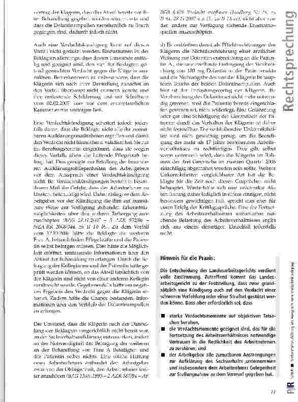 Vorschauseite 6: Sachverhaltsaufklärung vor Ausspruch einer Verdachtskündigung