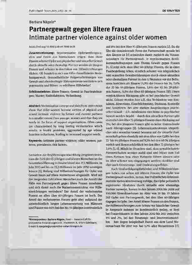 Vorschauseite 1: Partnergewalt gegen ältere Frauen