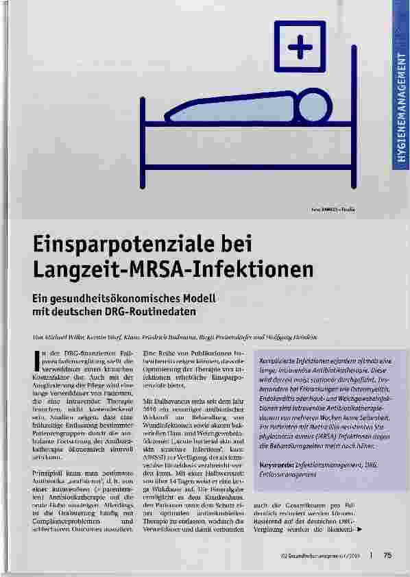 Vorschauseite 1: Einsparpotenzíale bei Langzeít-MRSA-Infektionen