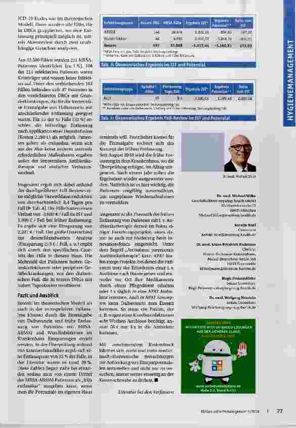 Vorschauseite 3: Einsparpotenzíale bei Langzeít-MRSA-Infektionen