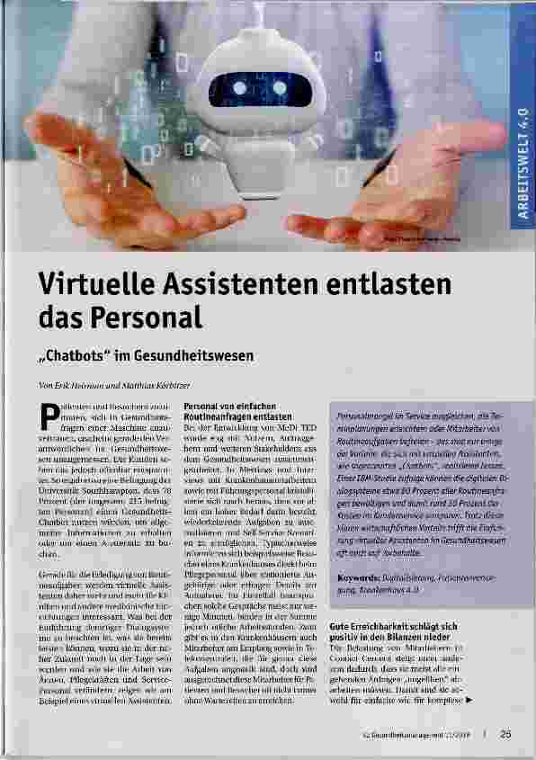 Vorschauseite 1: Virtuelle Assistenten entlasten das Personal
