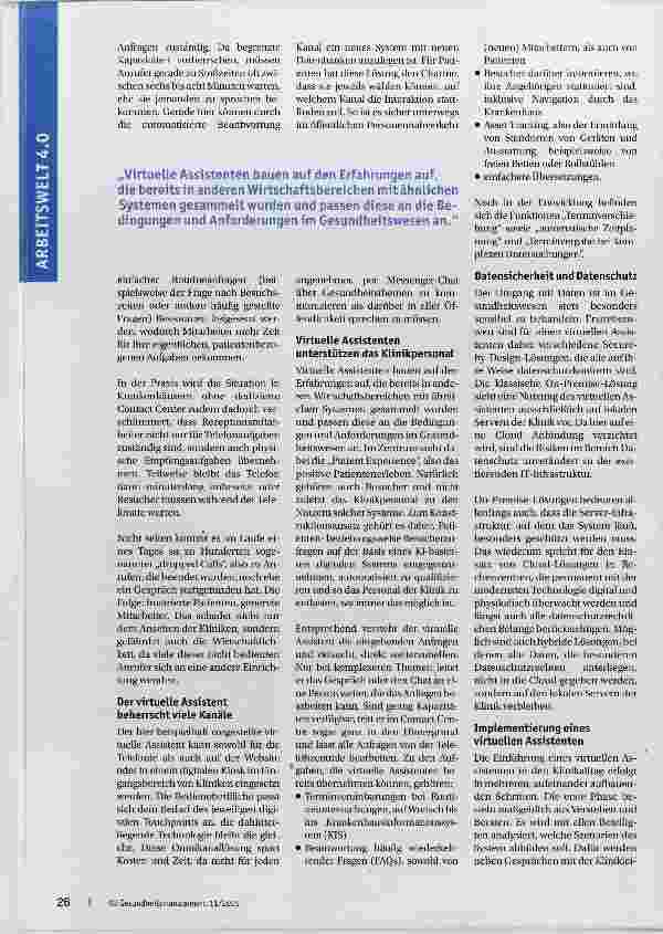 Vorschauseite 2: Virtuelle Assistenten entlasten das Personal