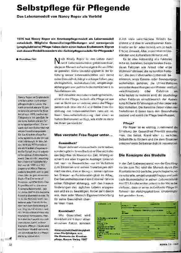 Vorschauseite 1: Selbstpflege für Pflegende Das Lebensmodell von Nancy Roper als Vorbild