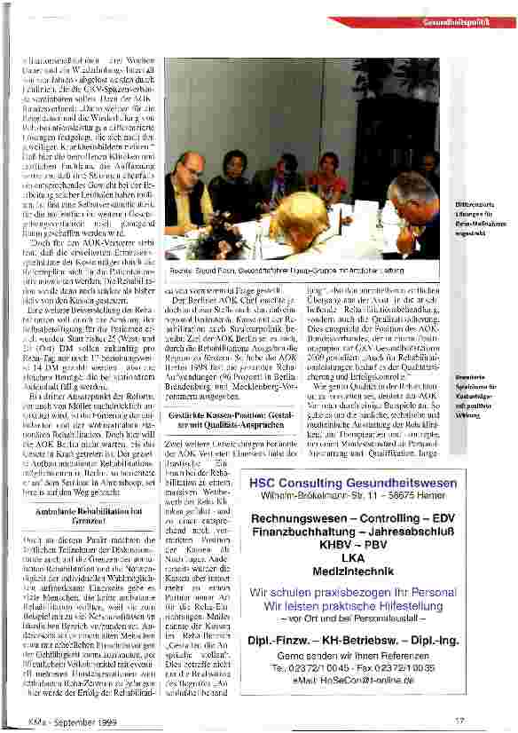 Vorschauseite 2: Wir erlauben uns in Deutschland den Luxus vieler Reha-Träger Rehabilitation / Presseseminar mit der AOK Berlin in Ahrenshoop
