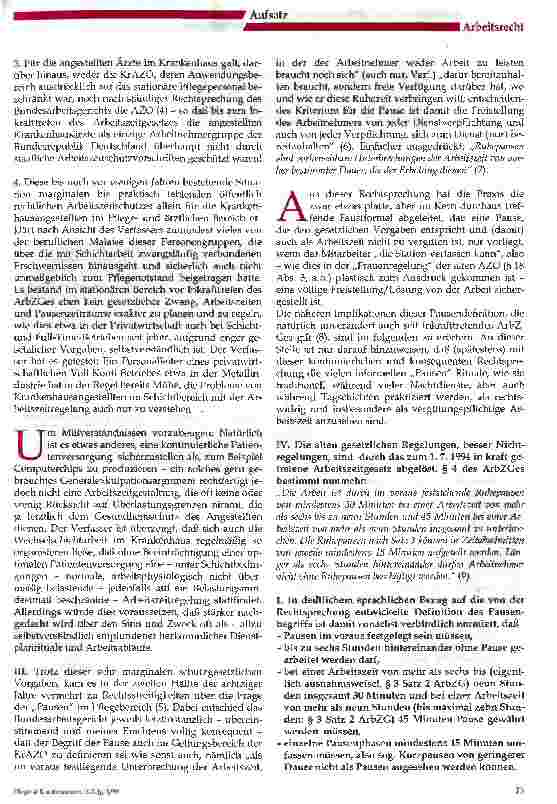 Vorschauseite 2: Ruhepausen im Krankenhaus und in Pflegeeinrichtungen Begriff und praktische Probleme, Teil 1