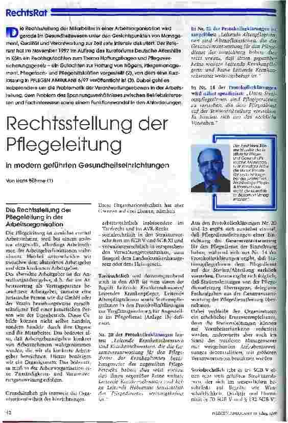 Vorschauseite 1: Rechtsstellung er Pflegeleitung in modern geführten Gesundheitseinrichtungen
