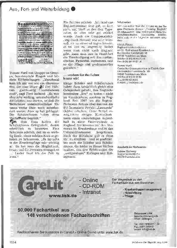 Vorschauseite 3: Erfahrungen mit dem Unterrichtsfach Nursing English