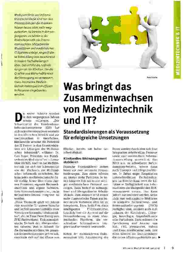 Vorschauseite 1: Was bringt das Zusammenwachsen von Medizintechnik und IT?