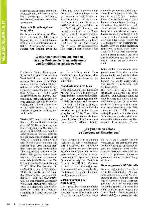 Vorschauseite 2: Was bringt das Zusammenwachsen von Medizintechnik und IT?