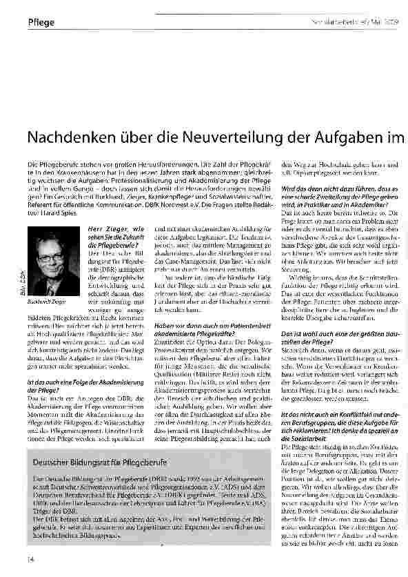 Vorschauseite 1: Nachdenken über die Neuverteilung der Aufgaben im Gesundheitswesen