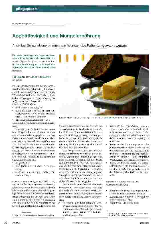 Vorschauseite 1: Appetitlosigkeit und Mangelernährung