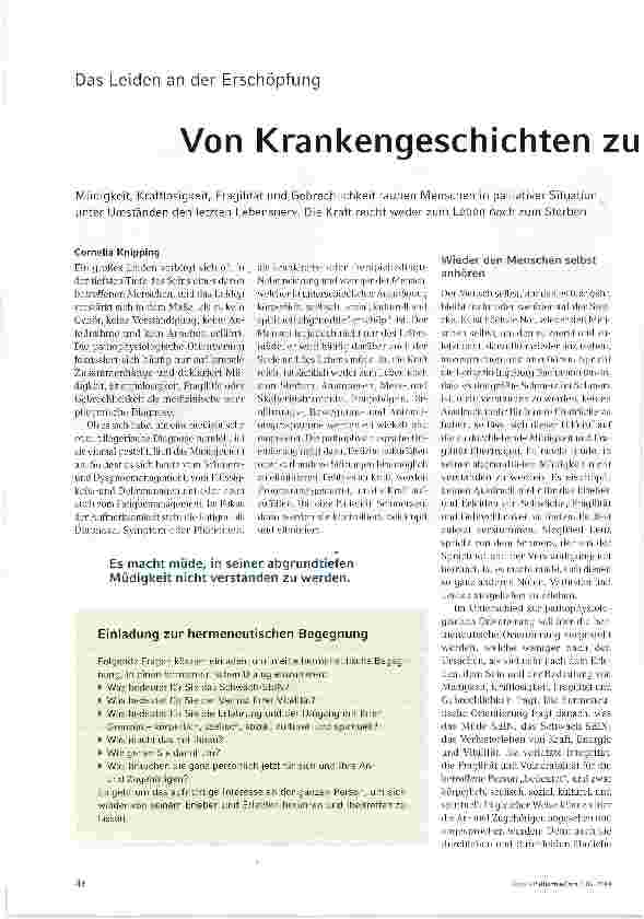 Vorschauseite 1: Von Krankengeschichten zu Geschichten von Menschen