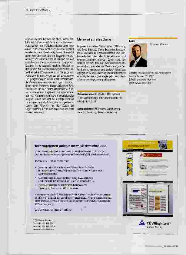 Vorschauseite 2: ERP-Systeme in der Medizintechnik