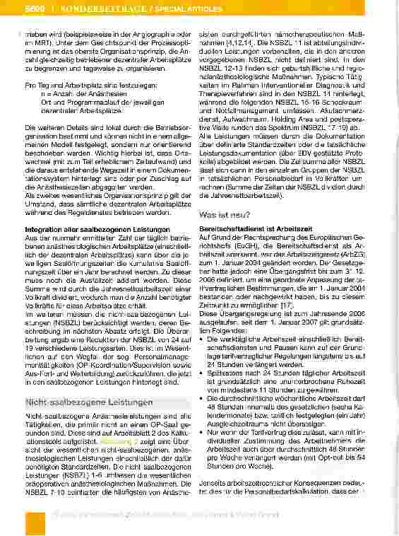 Vorschauseite 3: Personalbedarfskalkulation Anästhesie 2009