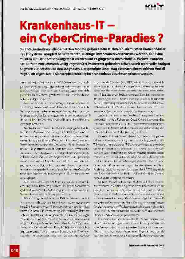 Vorschauseite 1: Krankenhaus-IT ein CyberCrime-Paradies ?