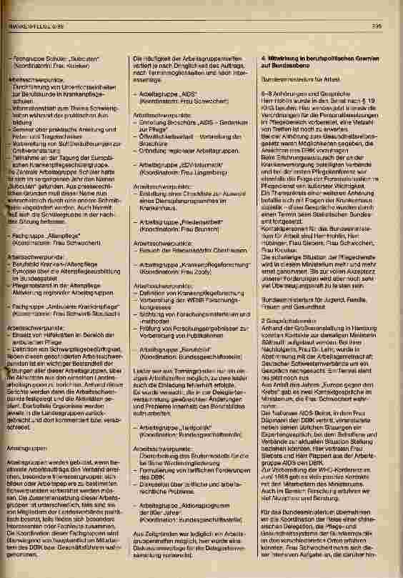 Vorschauseite 3: Arbeitsbericht der Bundesgeschäftsstelle Berichtzeitraum: 1. 4. 88-31. 3. 89 vorgelegt bei der 19. Delegiertenversammlung des DBfK
