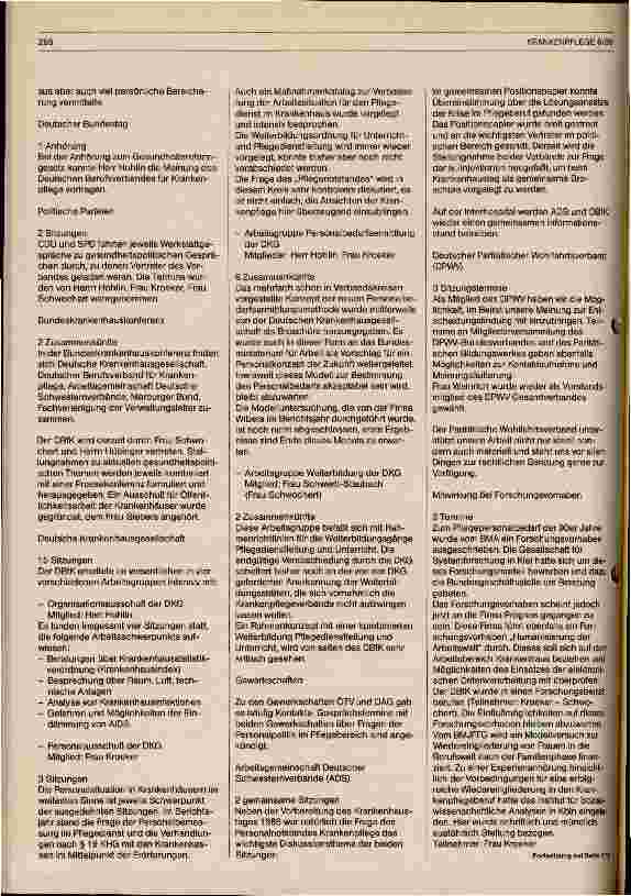 Vorschauseite 4: Arbeitsbericht der Bundesgeschäftsstelle Berichtzeitraum: 1. 4. 88-31. 3. 89 vorgelegt bei der 19. Delegiertenversammlung des DBfK