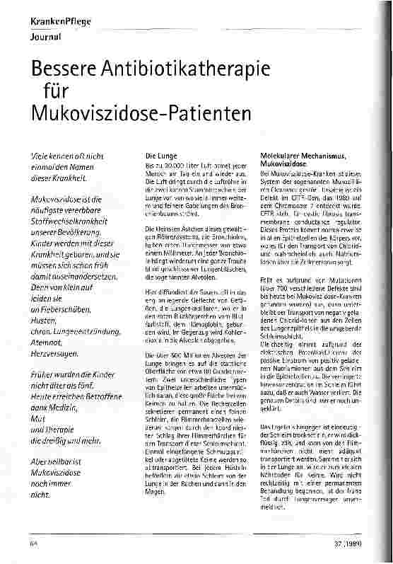 Vorschauseite 1: Bessere Antibiotikatherapie für Mukoviszidose-Patienten