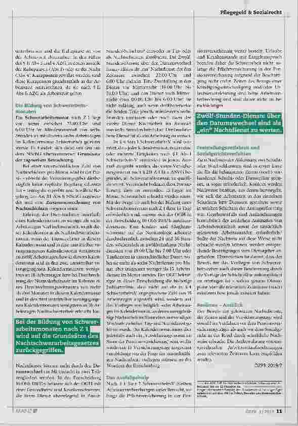 Vorschauseite 2: Pensionsrecht in der Praxis: Schwerarbeit in Pflegeberufen (Teil 2)