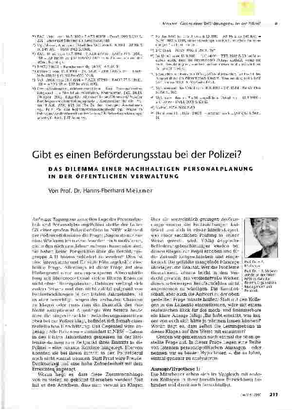 Vorschauseite 1: Gibt es einen Beförderungsstau bei der Polizei? DAS DILEMMA EINER NACHHALTIGEN PERSONALPLANUNG IN DER ÖFFENTLICHEN VERWALTUNG