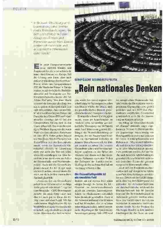 Vorschauseite 1: Rein nationales Denken ist gefährlich provinziell
