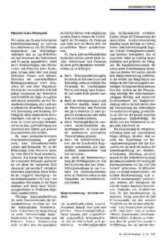 Vorschauseite 2: Prävention, Patientenorientierung, BürgerversicherungDie gesundheitspolitischen Ziele von Bündnis 90/Die Grünen