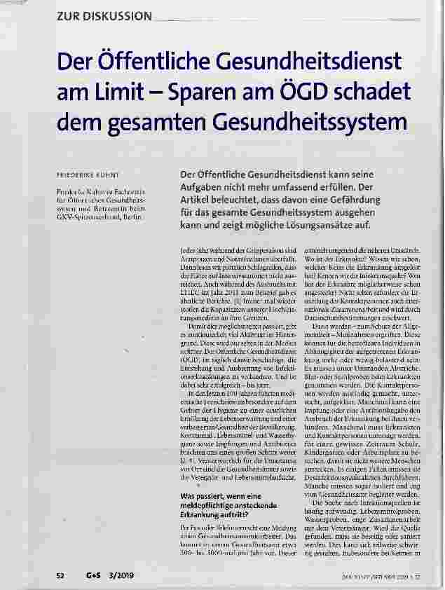 Vorschauseite 1: Der Öffentliche Gesundheitsdienst am Limit Sparen am ÖGD schadet dem gesamten Gesundheitssystem