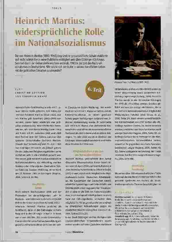 Vorschauseite 1: Heinrich Martins: widersprüchliche Rolle im Nationalsozialismus