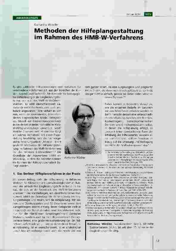 Vorschauseite 1: Methoden der Hilfeplangestaltung im Rahmen des HMB-W-Verfahrens