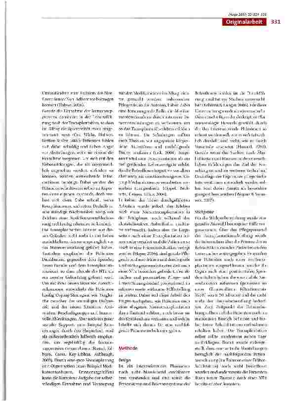 Vorschauseite 3: «Was kann ich noch tun, was darf ich noch tun?» -Das ambivalente Erleben und der Schulungsbedarf von Patienten in der Frühphase nach einer Nierentransplantation
