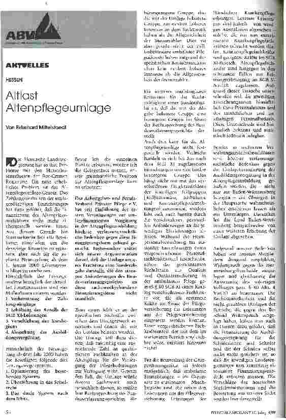 Vorschauseite 1: Altlast Altenpflegeumlage