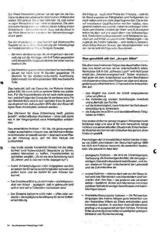 Vorschauseite 2: Mit 50 freigesetzt - wozu? Vorbereitung auf die Pensionierung - Projekt: ZWAR