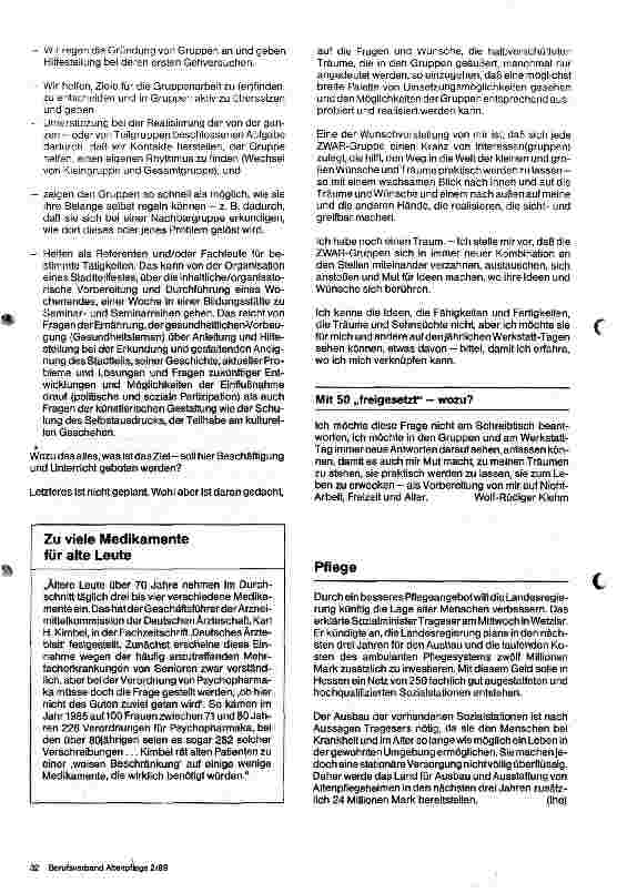 Vorschauseite 4: Mit 50 freigesetzt - wozu? Vorbereitung auf die Pensionierung - Projekt: ZWAR