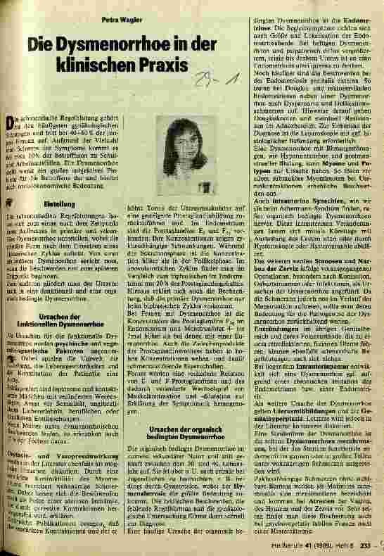 Vorschauseite 1: Die Dysmenorrhoe in der klinischen Praxis