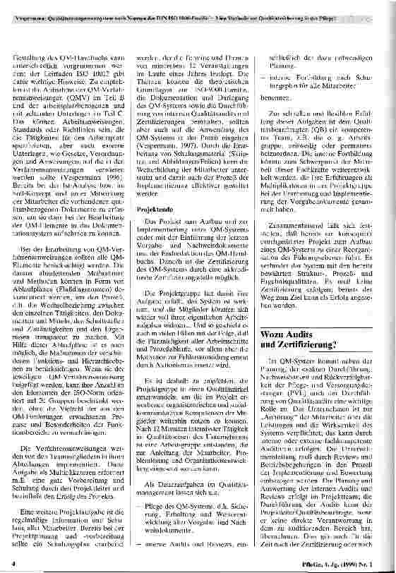 Vorschauseite 4: Qualitätsmanagement nach Normen der DIN ISO 9000-Familie - Eine Methode zur Qualitätssicherung in der Pflege?