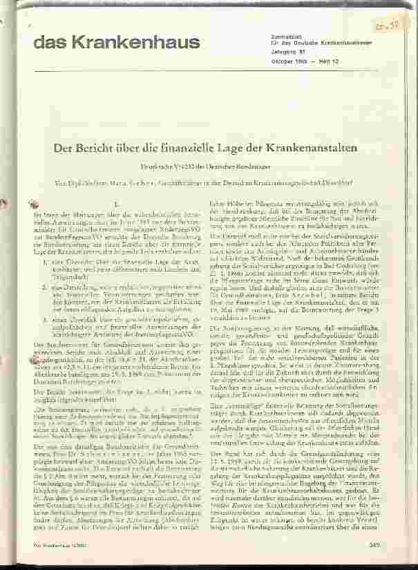 Vorschauseite 1: Der Bericht über die finanzielle Lage der Krankenhäuser