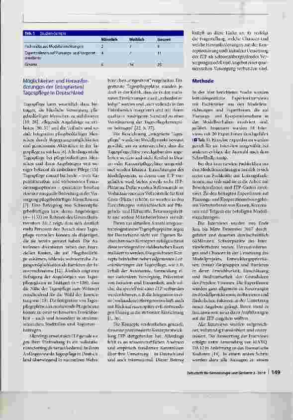 Vorschauseite 2: Möglichkeiten und Grenzen integrierter Tagespflege in Pflegeheimen