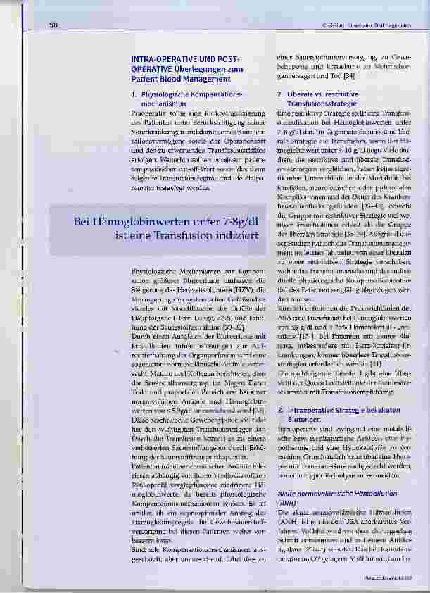 Vorschauseite 4: Patient Blood Management: die Sicht eines klinisch tätigen Anästhesisten