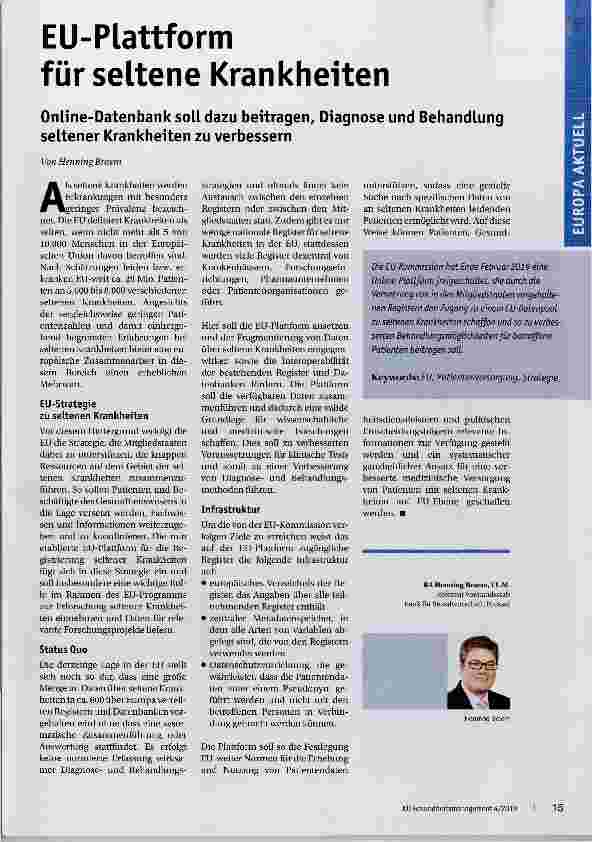 Vorschauseite 1: EU-Plattform für seltene Krankheiten