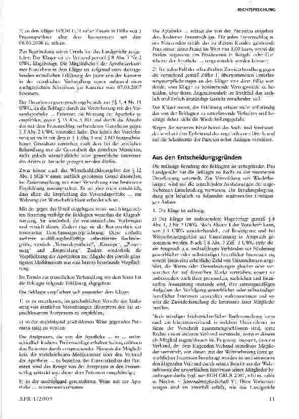 Vorschauseite 3: Ärzte dürfen bei Patienten nicht für Versandapotheken werben