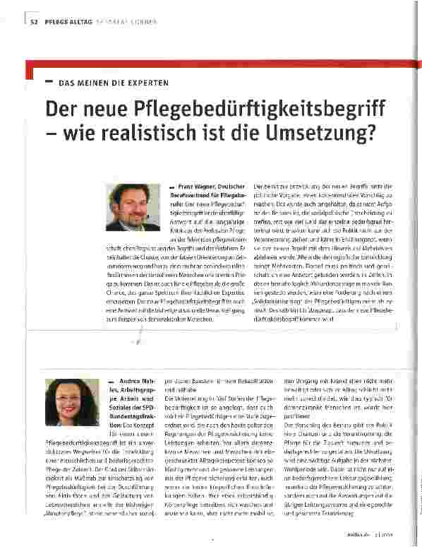Vorschauseite 1: Der neue Pflegebedürftigkeitsbegriff - wie realistisch ist die Umsetzung?