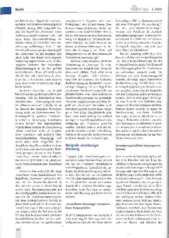 Vorschauseite 2: Aktuelle Entwicklungen in der Klinikwerbung