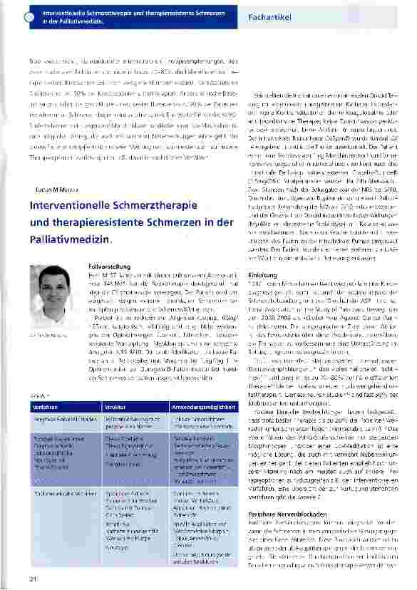 Vorschauseite 1: Interventionelle Schmerztherapie und therapieresistente Schmerzen in derPalliativmedizin.
