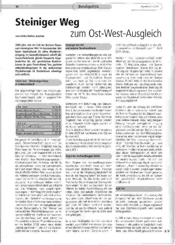 Vorschauseite 1: Steiniger Weg zum Ost-West-Ausgleich